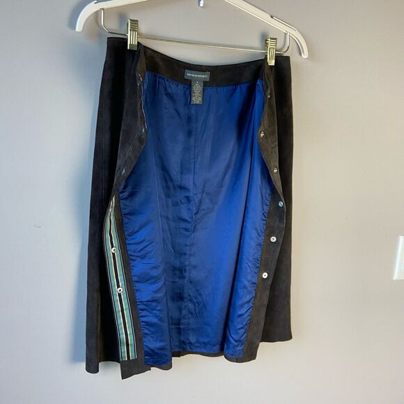 VTG Y2K Banana Republic Brown Suede Snap Skirt 70s Revival Made in Canada SZ 8 - Picture 8 of 10